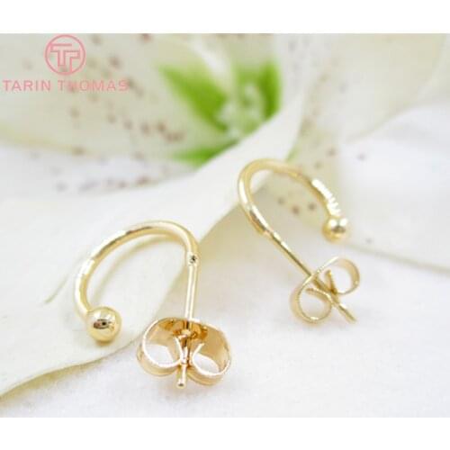 6PCS 15MM 20MM 24K Gold Color Brass Earring Hooks with Earrings Back Stopper High Quality Diy Jewelry Findings Accessories