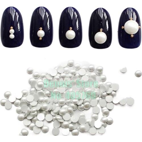 Wholesale Korea 5Packs/lot 30PCS/Pack 5MM White Flat Back Acrylic Pearl Nail Art Rhinesones Studs Decoration IDH2 DIY Salon Tip