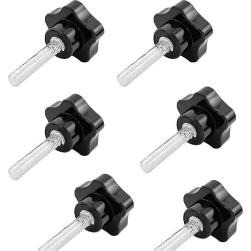 6 Pcs M8 x 40mm Thread Replacement Star Hand Knob Tightening Screw Black