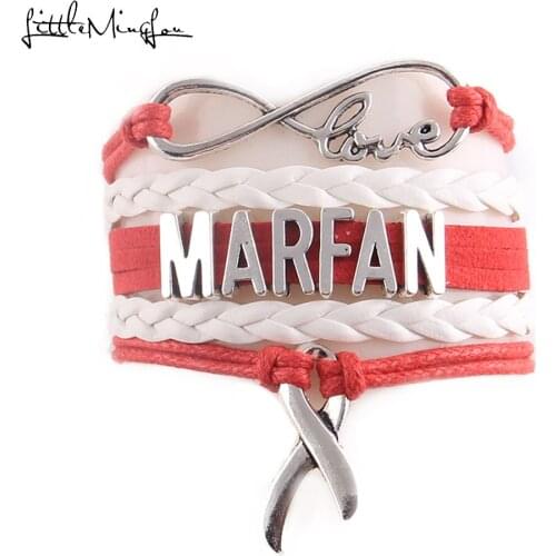 Little MingLou Infinity Love Hope Ribbon Charm MARFAN bracelet medical Awareness men wrap bracelets & bangles for women jewelry