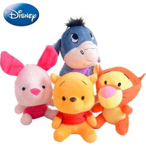 Disney 12-18cm Winnie the Pooh Bear Anime Cute Cartoon Plush Dolls Toys Keychain Pendant Kids Birthday Gift