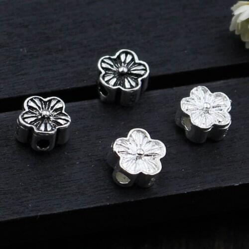 100% 925 Sterling Silver Charm Bracelets Spacer Beads Pretty Women Flower Silver Loose Beads DIY Jewelry Making Accessories