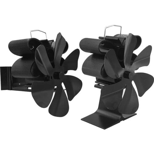 Black Fireplace 6 Blades Heat Powered Stove Fan Log Wood Burner Ecofan Quiet Home Fireplace Fan Efficient Heat Distribution