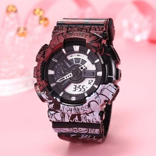 UTHAI Kids Watch Creative Animation Graffiti Sports And Leisure Watch One-Piece Dual Movement Digital Automatic Electronic Watch