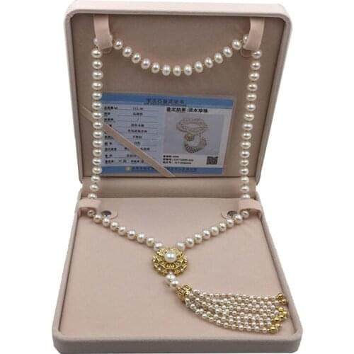 Sinya Tassels fashion Sweater chain Natural pearls Strand long necklace for Women Mum lover gold or white gold color optional