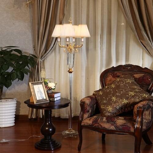 Home office 4-arm Led work floor lamp + switch & shade study reading room Reception room modern crystal floor lamp LED Lampada