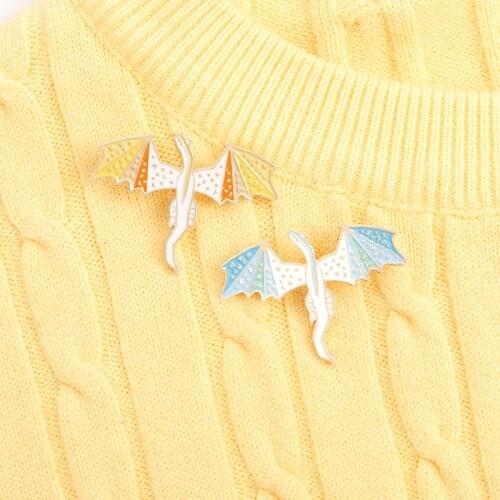 Starry Macaron Flying Dragon Enamel Pins Custom Dinosaur Brooches Bag Clothes Lapel Pins Badge Animal Jewelry Gifts for children