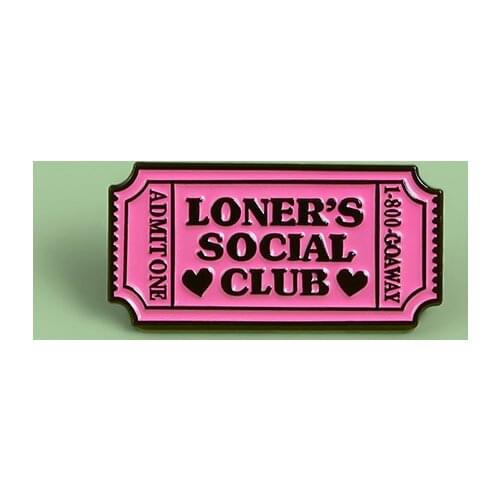 Loners Label Enamel Pin Rose red Rectangle ticket Social Club Personality Brooch Lapel shirt Denim Jackets Badge jewelry