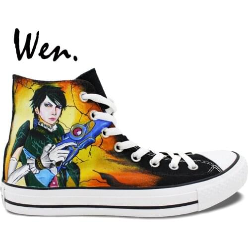 Wen Hand Painted Sneakers Design Custom Bayonetta And Rosa Men Womens High Top Canvas Shoes for Gifts