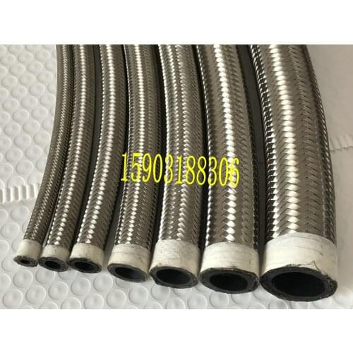 KFAFINENE Universal Car Modification AN10 S/S Braided Hose Rubber Fuel Oil Cooler Hose Line 1M