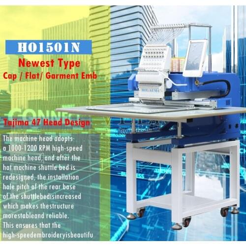 China 10 years service ! Free auto-oiling device single head 3D cap garment t-shirt leather bag embroidery machine HO1501N