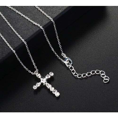 Cross Pendant Necklace Hip Hop Alloy Iced Out Rhinestone Tone Crucifix Charm Jewelry Drop Shipping