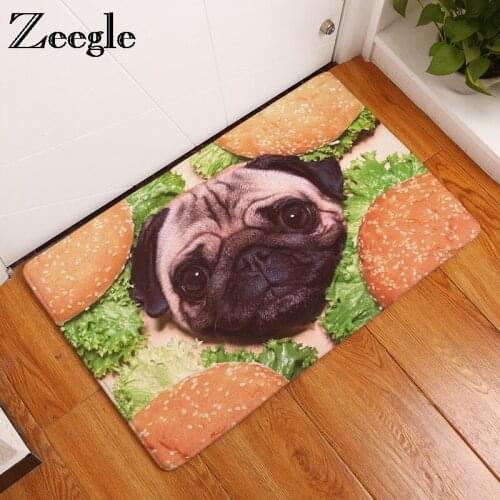 Zeegle Cute Dog Printed Welcome Home Door Mats Rug Water Absorption Bedroom Foot Pad Decor Non-slip Bathroom Mats Bedside Carpet