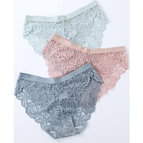 Fashion Womens Luxury Panties breathable Lace sexy Panty Briefs Low waist Underwear ice silk Hollow Out Lingerie Plus Size New