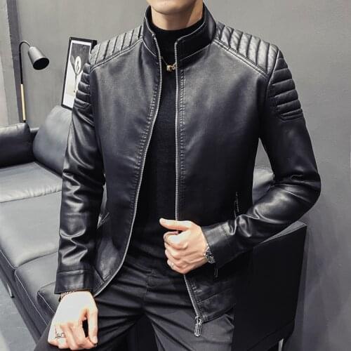 Nowsaa New Mens Leather Jackets Autumn Casual Motorcycle PU Jacket Biker Leather Coats Brand Clothing EU Size PU Punk
