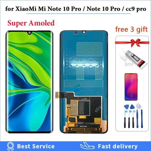 Original Super Amoled Display for XiaoMi Mi Note 10 Pro lcd Display Mi CC9 Pro Touch Digitizer Assembly Repair Parts M1910F4G