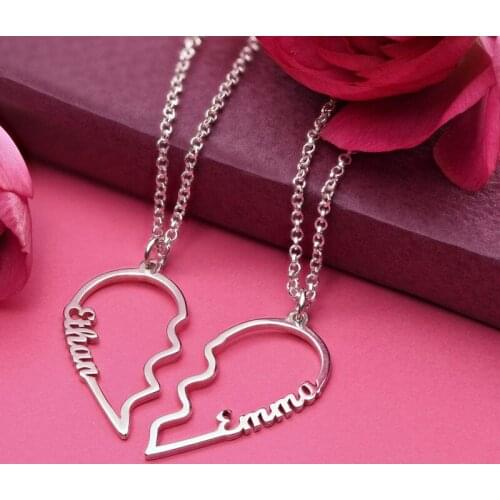 Romantic Double Heart Name Couple Pendant Necklaces For Women Fashion Wedding Choker Chain Jewelry Love Christmas Gift 2019