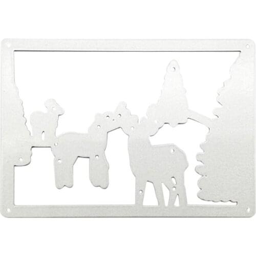 Christmas Tree Deer Background Metal Cutting Dies Stencil DIY Scrapbooking Album Paper Card Template Embossing Mold