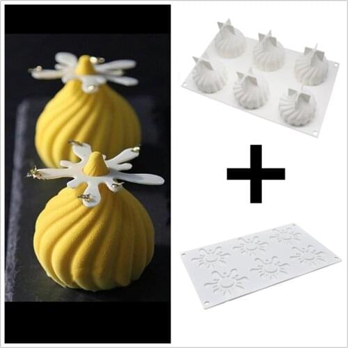 6 Cavity 3D Russian Silicone Mold Combination Sun Flowers Silicone Mousse Cake Mold Cake decorating tools Cake Tools