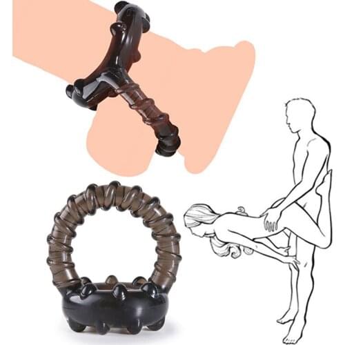 Silicone Reusable Male Penis Ring Strapon Delayed Ejaculation Chastity Device Lock Sperm Erection Sex Toys For Men Bondage Gear