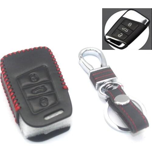STYO Car Smart Key Cases key wallet car genuine leather key cover for VW PASSAT B8 2016 2017