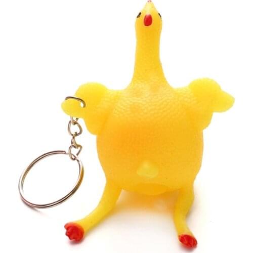 Funny Vent Decompression Chicken Toy Squeeze Chicken Laying Egg Stress Reducer Ball Durable Novelty Toy Keyrings