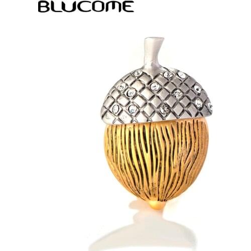 Blucome Cute Pine Cone Brooch Alloy Crystal Exquisite Jewelry For Women Girls Party Sweater Dress Scarf Lapel Backpack Pins Gift