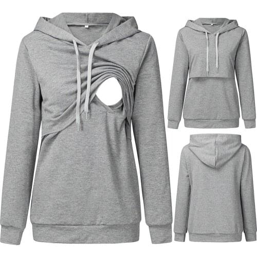 Women Mother Breast Feeding Tops Casual Hoodies Sweatsgurts Women Maternity Nursing Pullover Breastfeeding for Pregnant