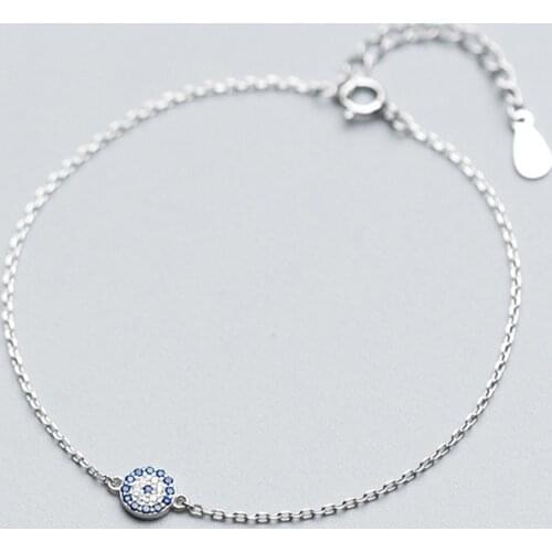Lucky Blue Evil Eye Bracelet Women 925 Sterling Silver Chain Bracelets for Girls Gift Charms Round Turkey CZ Jewelry Wholesale