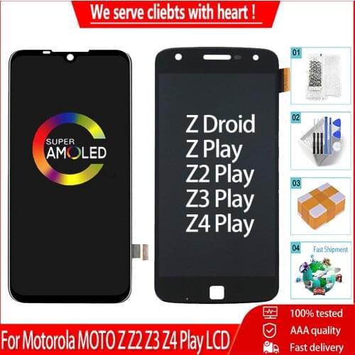 AMOLED For Motorola Moto Z Z2 Z3 Z4 Play LCD Screen Display Digitizer Assembly Replacement With Burn-Shadow For MOTO Z Droid LCD