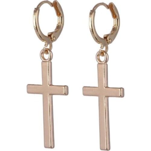 1Pair Fashion Women Punk Cross Pendant Cricle Earring Tragus Cartilage Earrings Punk Gift Jewelry