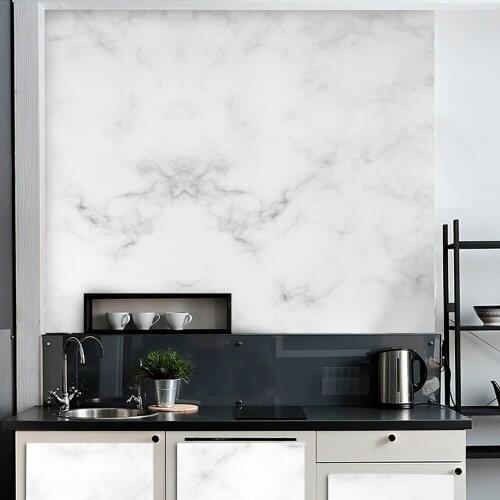 1 Roll Waterproof Oil-Proof Marble Wallpaper PVC Wall Sticker 1-10M Self Adhesive Kitchen Cabinets Desktop Stickers Decor Film