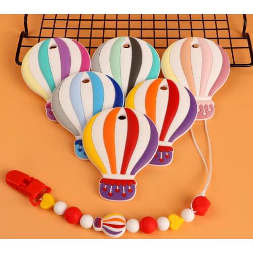Kovict 1pcs Silicone Teethers Cartoon Hot Air Balloon Shape BPA Free Tiny Rod Food Grade Silicone Baby Teethers Teething Toy