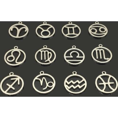 10pcs Stainless Steel Star Zodiac Sign Neckless 12 Constellation Necklace Pendant For Women Jewelry