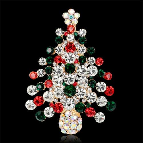1X Fashion Unisex Multicolor Crystal Christmas Tree Brooches Women Rhinestone Brooches Collar Pins Fashion Jewelry