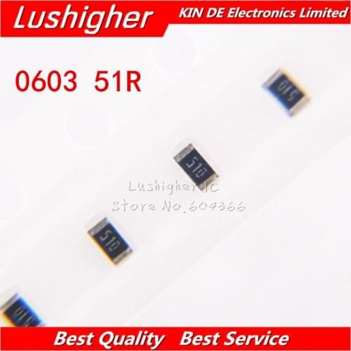 300PCS 0603 SMD Resistor 5% 51R Ohm 510 51ohm