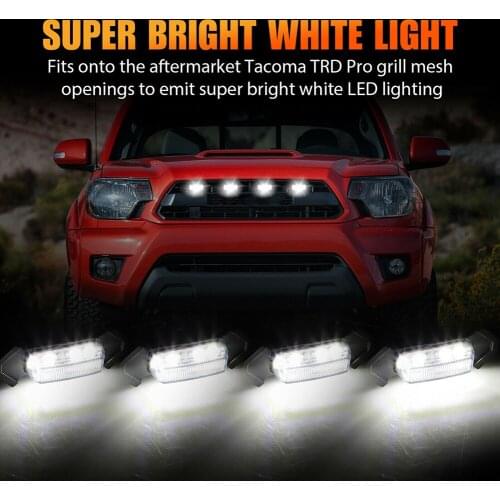 4X Raptor Style White LED Lamps Front Grill Lights Kit For Toyota Tacoma 2016-up Car Front Grille Mesh Lights