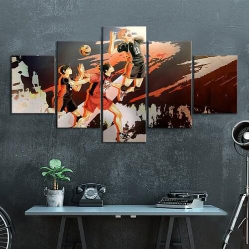 5 Pieces Haikyuu Prints Canvas Painting Wall Art Modern Anime Character Modular Picture For Living Room Poster Home Decor