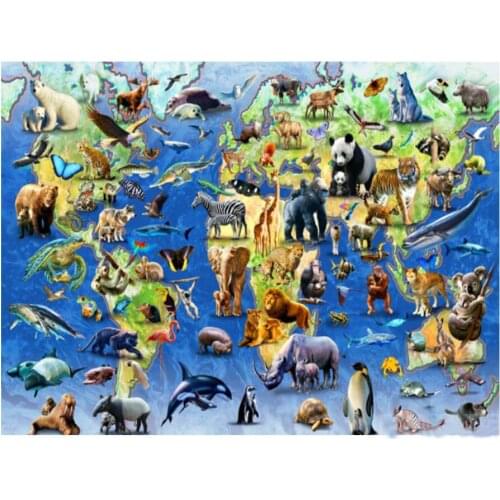 5D Diy Diamond embroidery Animal world map Cross Stitch full square Round diamond painting,puzzle,home decor needlework art