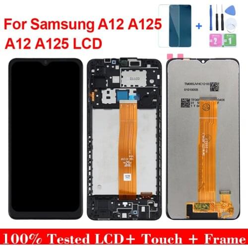 6.5" Original LCD For Samsung Galaxy A12 A125 LCD Display SM-A125F A125F/DS Display For Samsung A12 LCD Replacement with frame