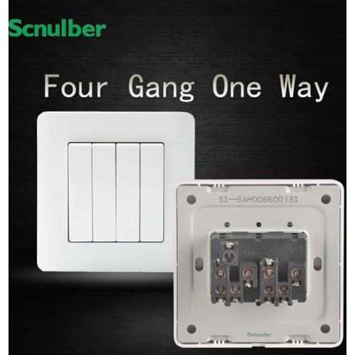 86 flush mounted type 4 gang 1 way 16A 240V ce rohs approved wall switch