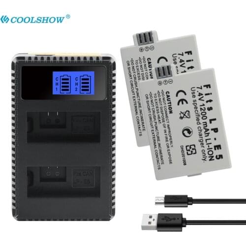 1200mAh LPE5 LP E5 Battery Camera For CANON EOS Kiss X3 X2 F Rebel T1i Rebel XS XSi 450D 500D 1000D LP-E5 Batteries