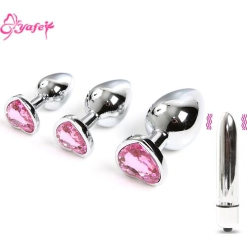 Anal Plug Diamonds Plated Anal Dildo Stainless Steel Butt Plug 10 Speeds Vibrating G-spot Vibrator Sex Toys for Women Men Gay