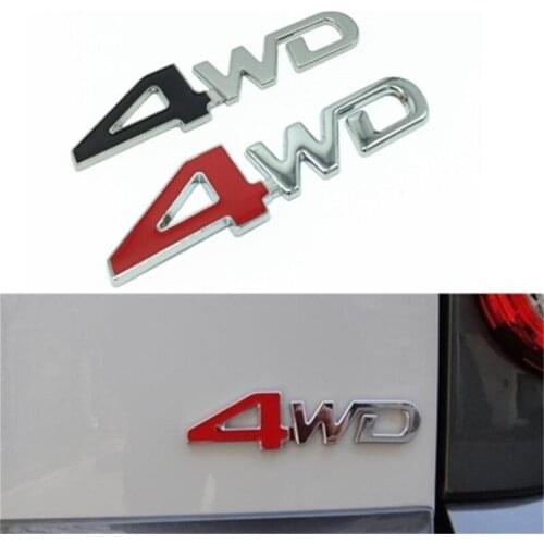 Car Tail Rear Side Metal 4x4 RC Car 4WD Sticker 3D Chrome Badge Car Emblem Badge Decal Auto Decor Styling 4WD Red