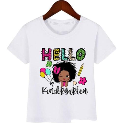 Fast Shipping Cute little black melanin princess print girl t-shirt for birthday kids funny t shirts year present custom