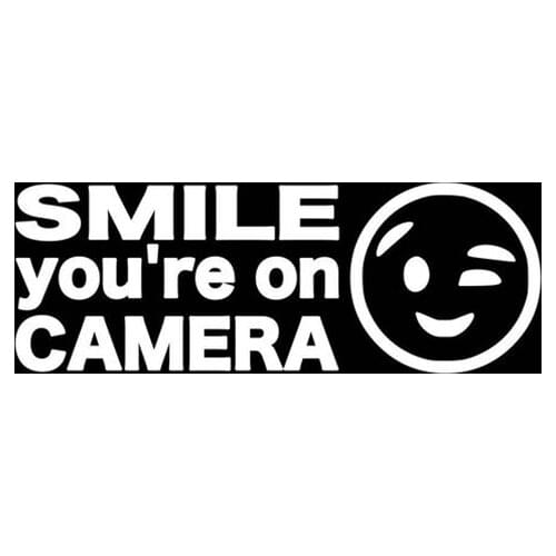 Black/Sliver Smile You're On Camera Decals Art Car Body Decor Car Rear Glass Stickers Vinyl Wall Decor Wallpapers S1155