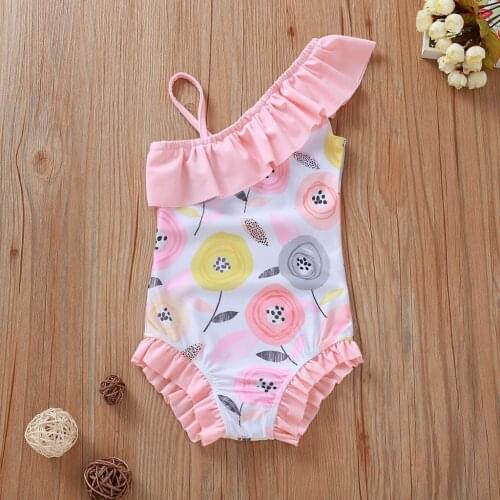 Toddler Kids Baby Girls Flower Bikini Swimwear Swimsuit Bathing Suit Beachwear Bikini Clothes Swimjumpsuits Siamese Swimdress#l1