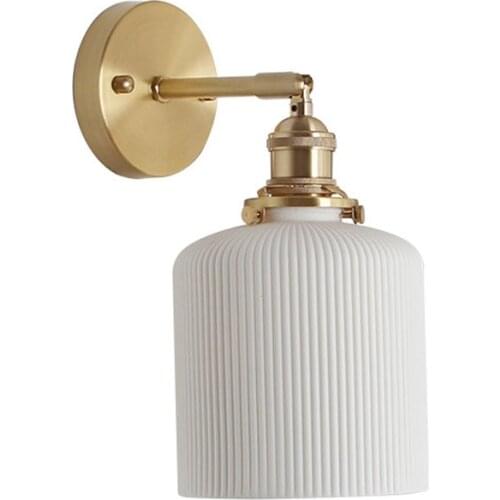 Europe brass ceramic wall lamp new Chinese Nordic minimalist bedroom bedside lamp retro corridor porch mirror front wall lamp