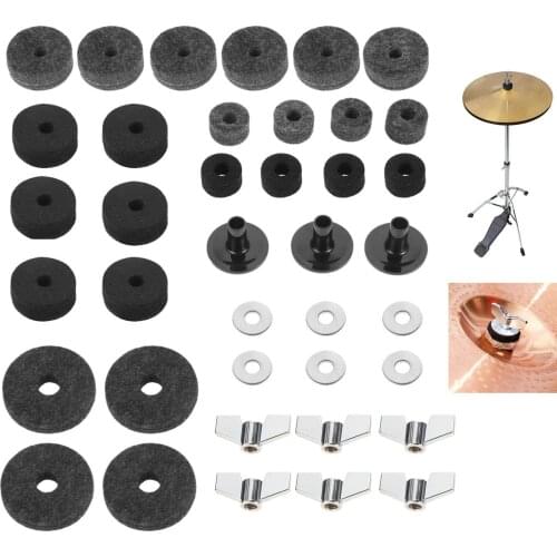 Cymbal Felts Hi-Hat Clutch Felt Hi Hat Cup Felt Cymbal Stand Sleeves with Base Wing Nuts and Cymbal Washer for Drum Set of 21Pcs