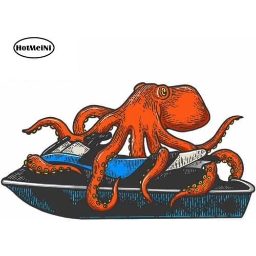 HotMeiNi 13cm x 6.9cm for Octopus on Jetski Water Bike Sketch Personality Car Sticker Fashion Car Accessories Decals
